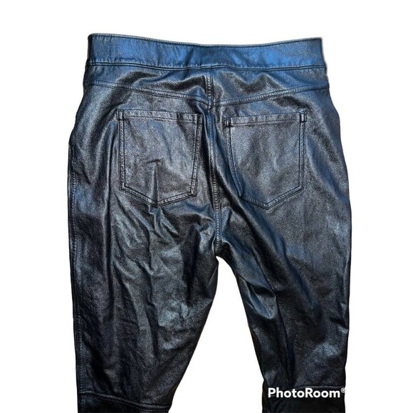 SPANX Faux Leather Pants NEW NWOTS Medium Petite Moto Leggings Stretchy D1 - Picture 2 of 6